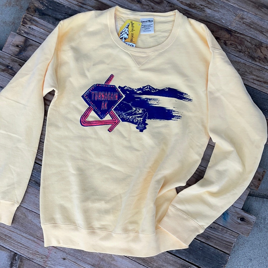 "Turnagain Pass" Sweatshirt (Faded-Sunny Yellow)