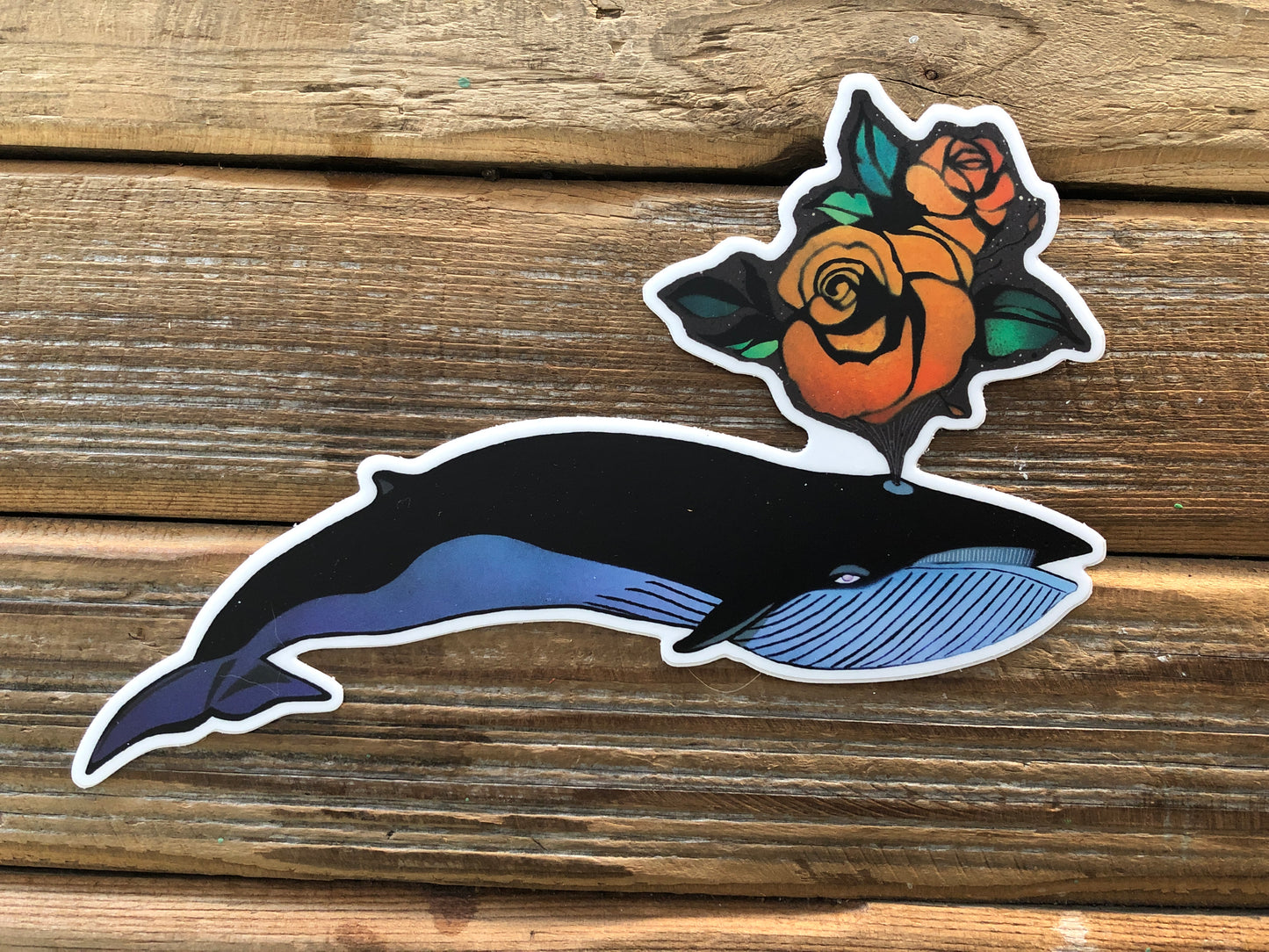 Blue Whale Rose Spout Sticker
